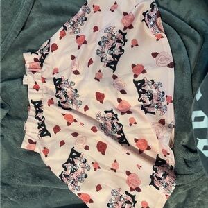 Pink Anime Print Skirt with Roses